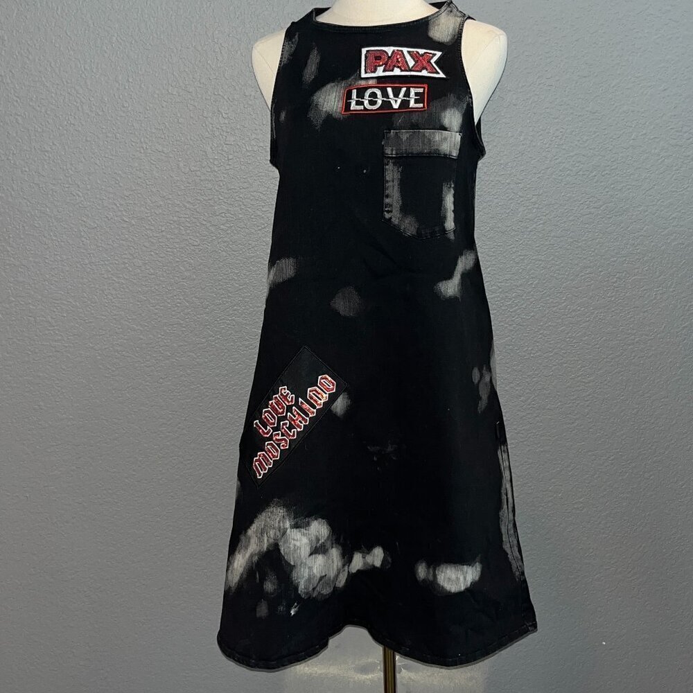 RARE LOVE MOSCHINO Sleeveless Black Denim with Sequin & Embroidered Patches - 6